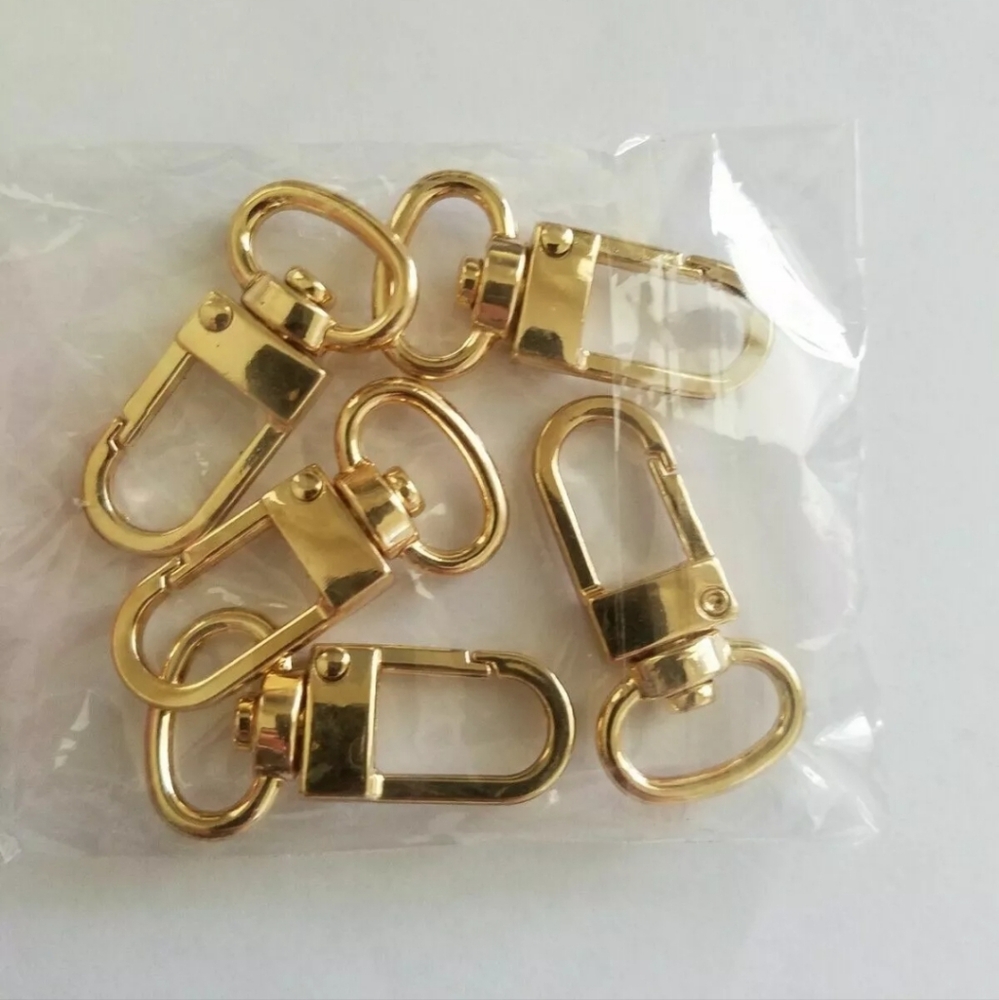 5x pieces Swivel Clasp Set in Gold for luggage name Tag